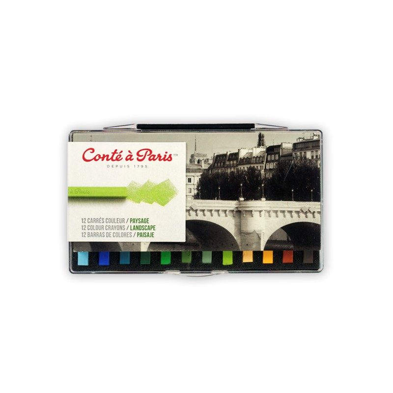 Coffret 12 carrés couleur assortiment paysage – conté à paris