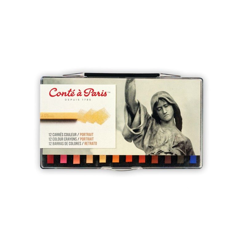 Coffret 12 carrés couleur assortiment portrait – conté à paris