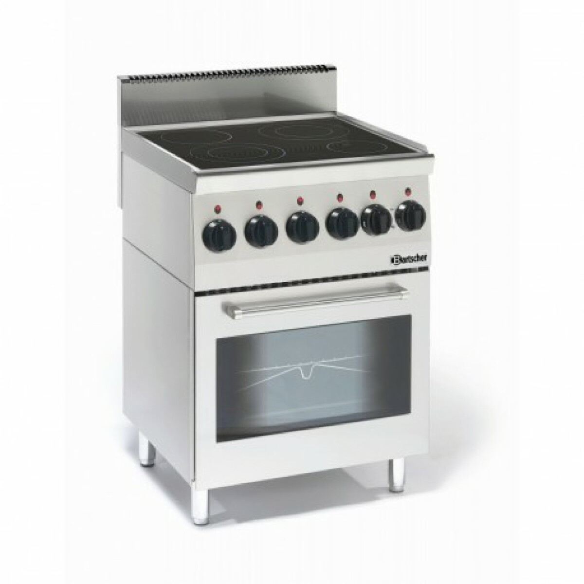 Fourneau vitrocéramique 4 zones radiantes 10,2 kW avec four électrique 2,2 kW – Bartscher