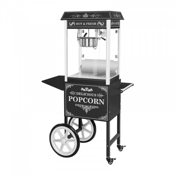 Set machine à popcorn avec chariot – Allure rétro – Noire