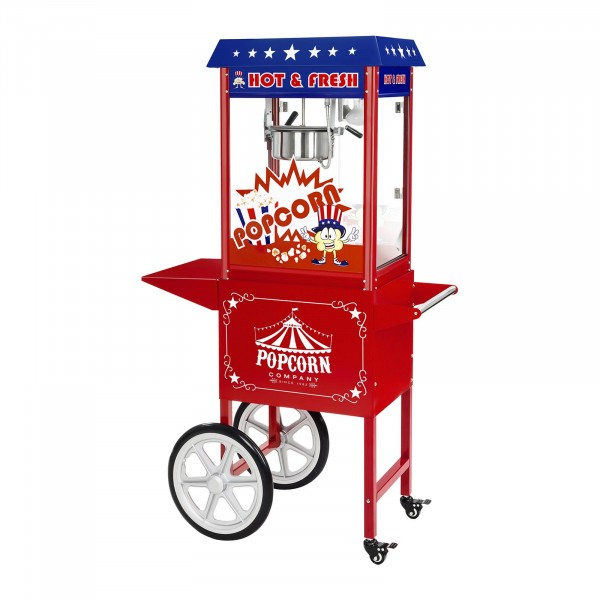 Set machine à popcorn avec chariot – Design américain – Rouge