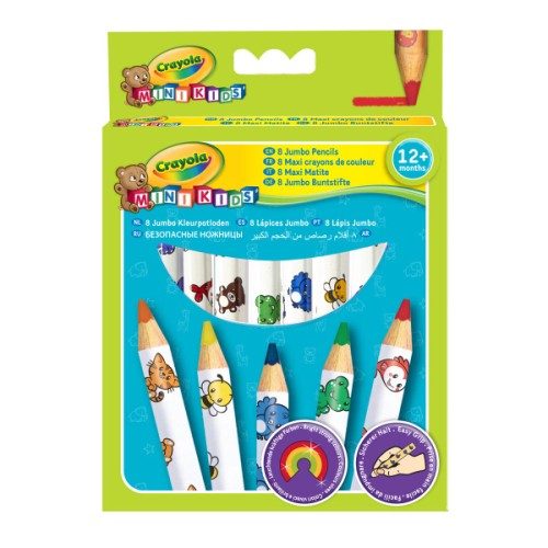 8 maxi crayons de couleurs Mini Kids