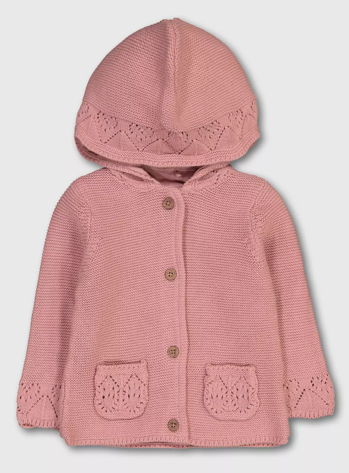 Pink Crochet Detail Hooded Cardigan – Up to 3 mths