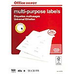 Etiquettes – Office DEPOT – Multi-usages – 99 x 67 mm – 40 feuilles