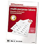 Etiquettes – Office DEPOT – Multi-usages – 63 x 38 mm – 40 feuilles