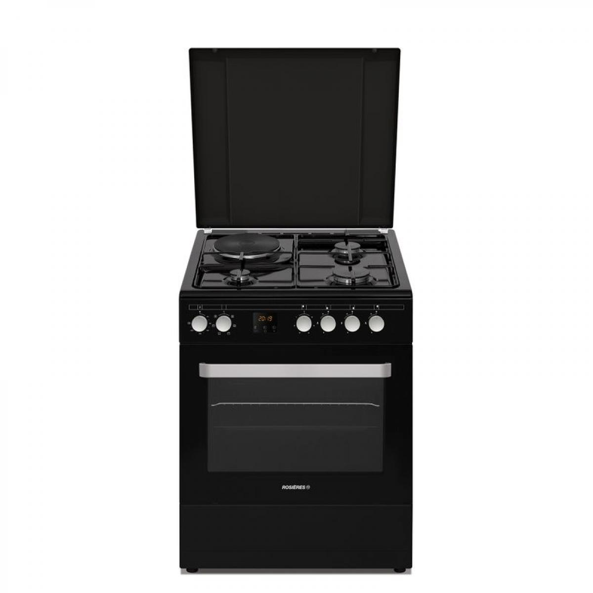 Cuisinière mixte ROSIERES RGE660CMB/E Noir 4 foyers