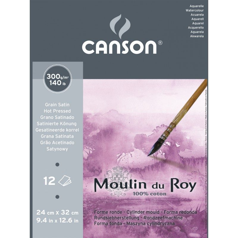 Bloc papier aquarelle Moulin du Roy 12 feuilles 300g/m²