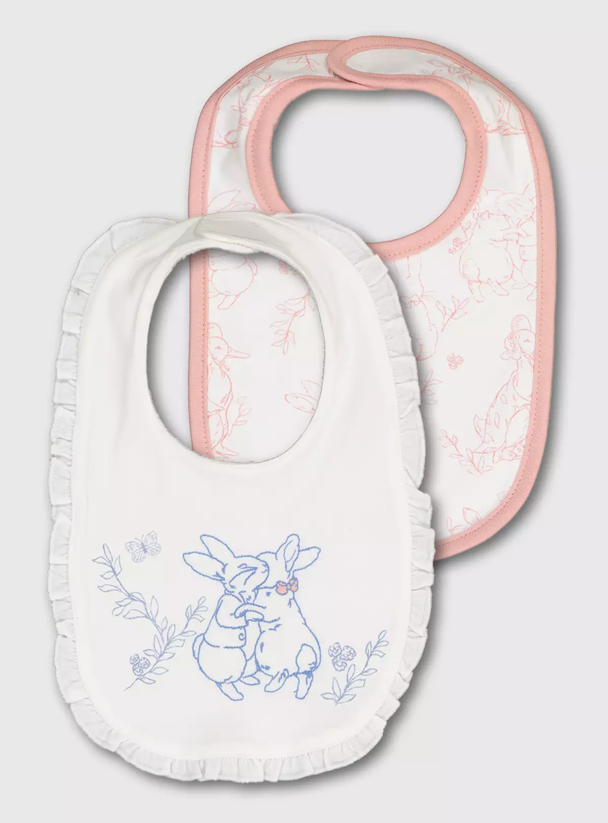 Peter Rabbit Pink & White Bib 2 Pack – One Size