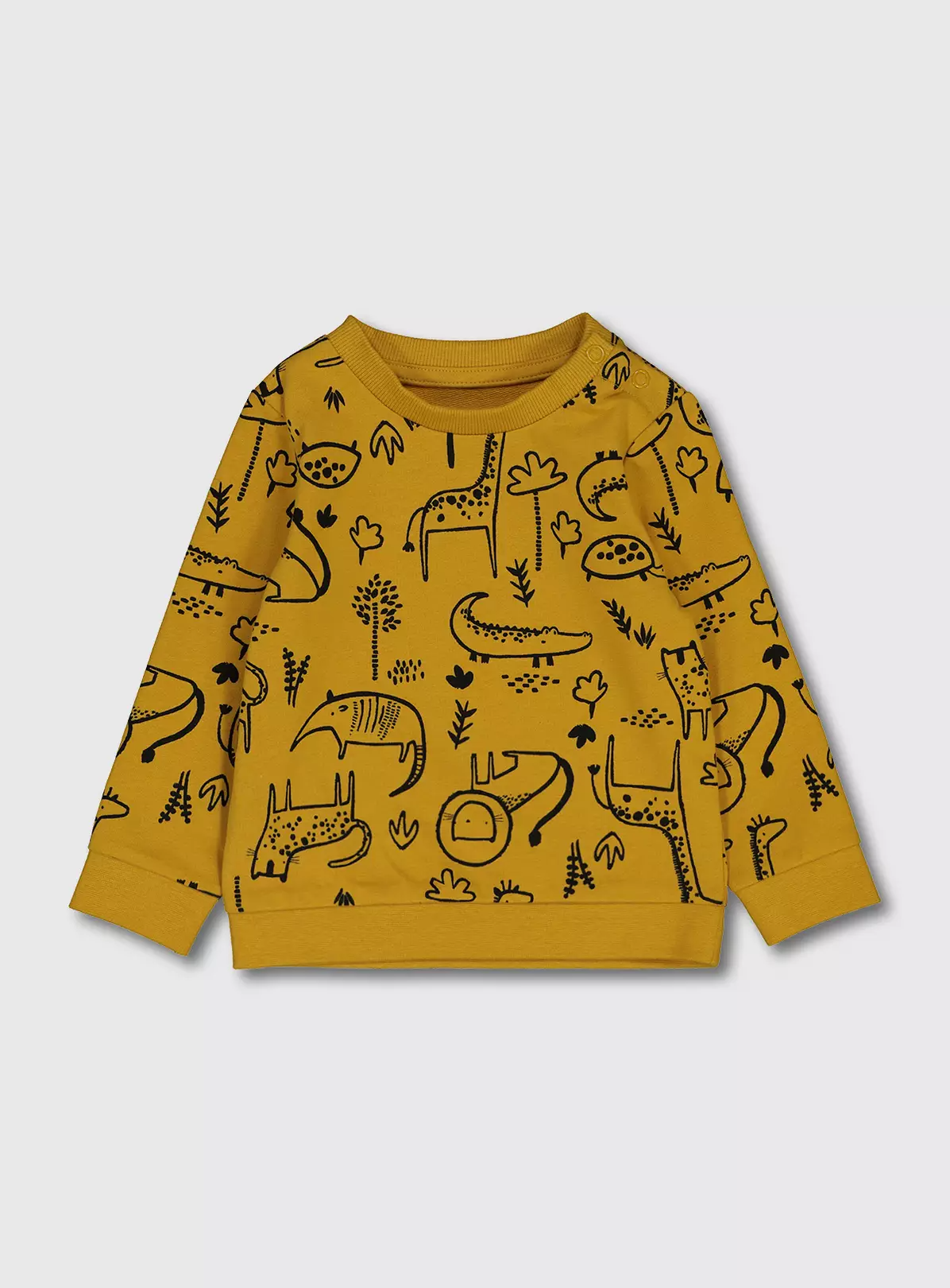 Mustard Yellow Safari Print Sweatshirt – 3-6 months