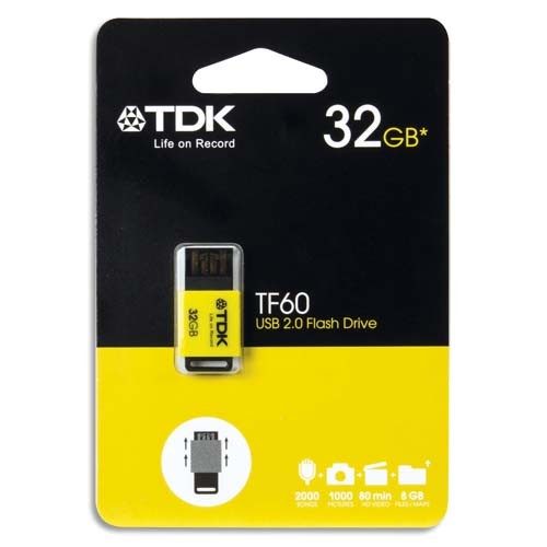 TDK TF60 USB 2.0 FLASH DRIVE 32GB YELLOW