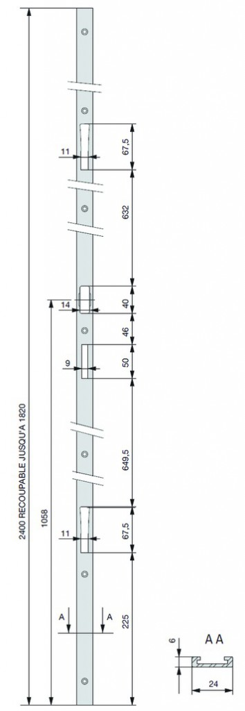 Serrure pour menuiserie métallique : Gâche filante pour serrures 6370 – 6372 – 6374 – 6470D – 6570D