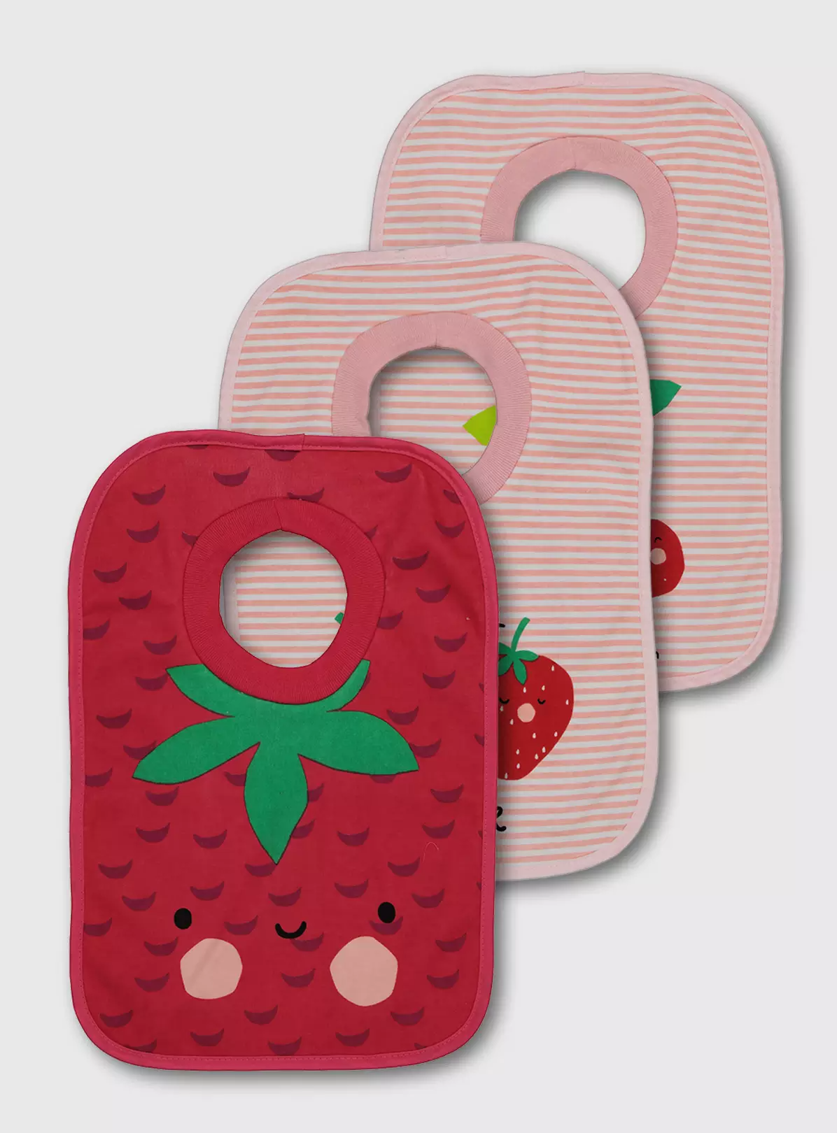 Pink & Red Fruity Pop Over Bib 3 Pack – One Size