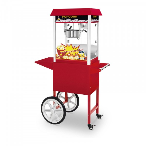Machine à popcorn avec chariot – 1 495 W – Design rétro – Rouge