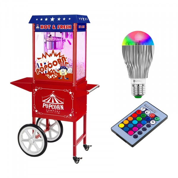 Set machine à popcorn avec chariot et ampoule LED – Allure USA – Rouge