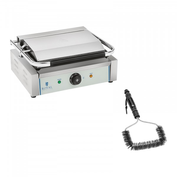 Kit machine à panini et brosse de nettoyage – 2 200 W – Plaques rainurées