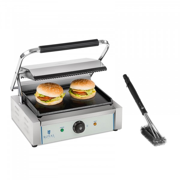 Kit machine à panini et brosse de nettoyage – 2 200 W – Plaque supérieure rainurée