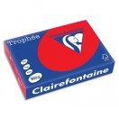 CLAIREFONTAINE RAMETTE DE 250 FEUILLES PAPIER COULEUR TROPHEE 160 GRAMMES FORMAT A4 ROUGE CORAIL 1004