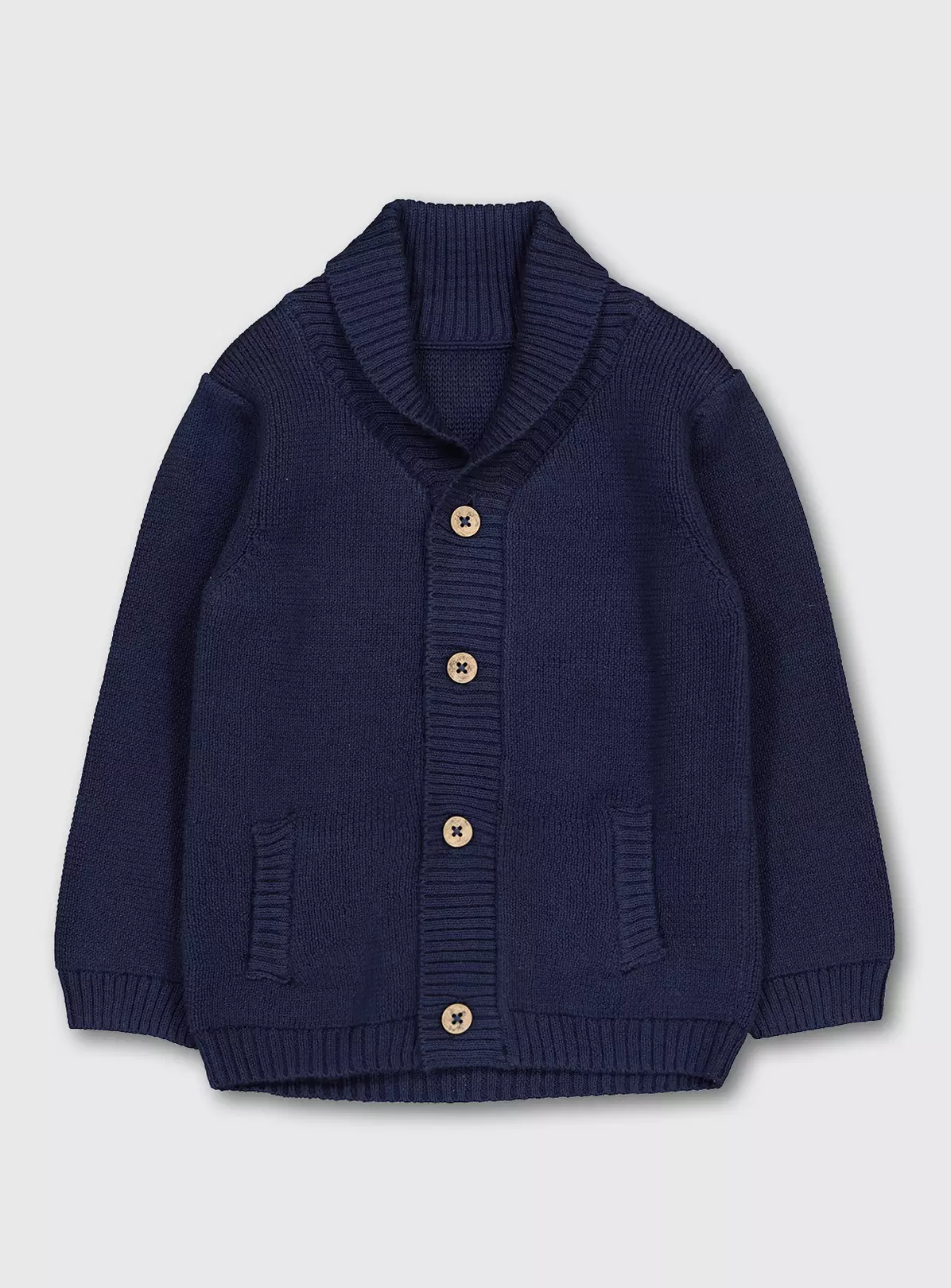 Navy Blue Knitted Shawl Collar Cardigan – 18-24 months