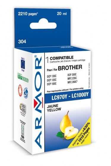 CARTOUCHE JET D’ENCRE COMPATIBLE BROTHER LC970/1000Y – JAUNE