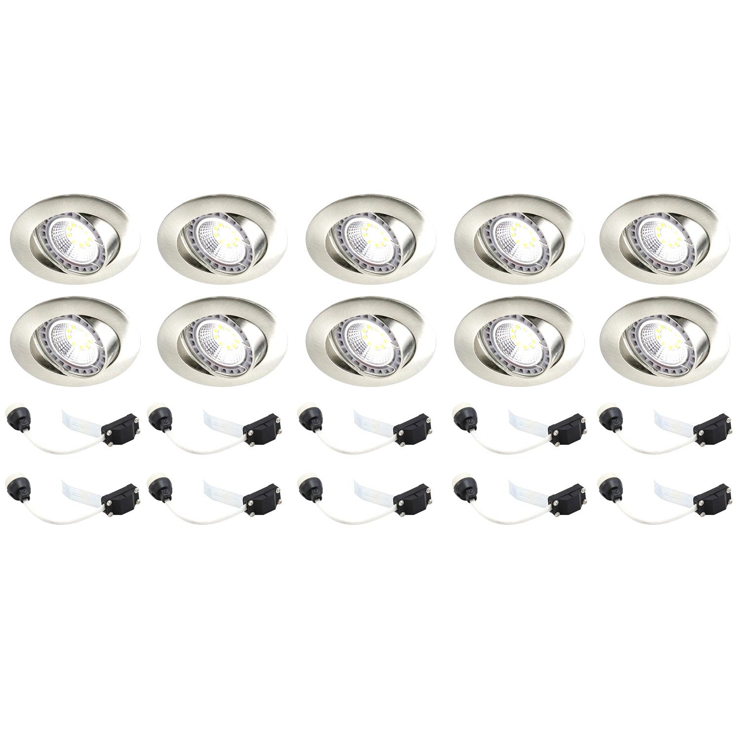 Kit 10 spots à encastrer Clane orientable led INSPIRE GU10 acier