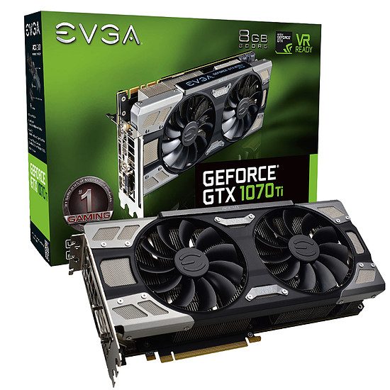 EVGA GeForce GTX 1070 Ti FTW Ultra Silent Gaming – 8 Go GeForce GTX 1070 Ti, 1607 MHz, PCI-Express 16x, 8 Go, 8008 MHz