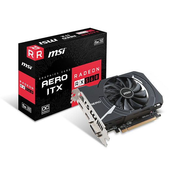 MSI Radeon RX 560 Aero ITX 4 Go OC Radeon RX 560, 1196 Mhz, PCI-Express 16x (câble en x8), 4 Go, 7000 MHz