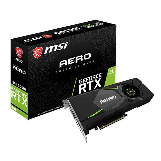 MSI GeForce RTX 2080 Aero – 8 Go GeForce RTX 2080, 1515 MHz, PCI-Express 16x, 8 Go, 7000 MHz
