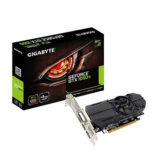 Gigabyte GeForce GTX 1050 Ti OC Low Profile – 4 Go GeForce GTX 1050 Ti, 1303 MHz (1328 MHz OC mode), PCI-Express 16x, 4 Go, 6008 MHz