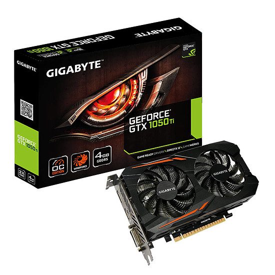 Gigabyte GeForce GTX 1050 Ti OC – 4 Go GeForce GTX 1050 Ti, 1316 MHz (1341 MHz OC Mode), PCI-Express 16x, 4 Go, 7008 MHz