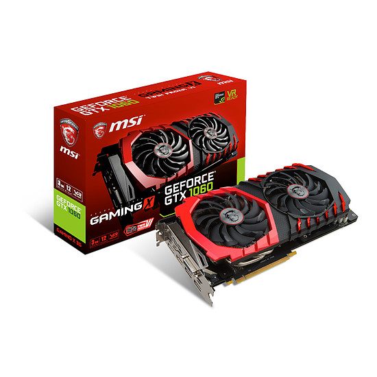 MSI GeForce GTX 1060 Gaming X – 3 Go GeForce GTX 1060, 1569 MHz (1594 MHz OC Mode), PCI-Express 16x, 3 Go, 8008 MHz (8108 MHz OC