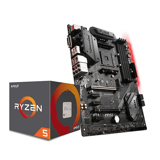 AMD Ryzen 5 1600 Wraith Spire Edition (3,2 GHz) + MSI B450 TOMAHAWK 6 coeurs, 3,20 GHz, 19 Mo, AMD Ryzen, 65 Watts