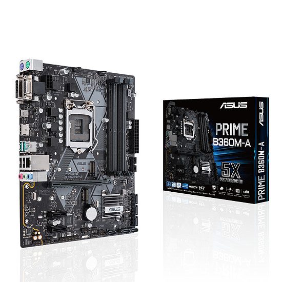Asus PRIME B360M-A Bureautique, Socket 1151, Intel B360, 1 port PCI-Express 16x, 2666 MHz (DDR4), SATA Revision 3.0 (6