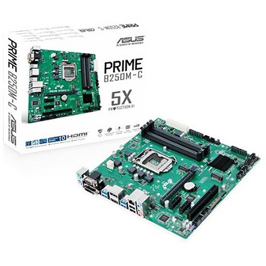 Asus PRIME B250M-C/CSM Bureautique, Socket 1151, Intel B250, 1 port PCI-Express 16x, 2400 MHz (DDR4), SATA Revision 3.0 (6