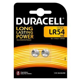 Pile alcaline Duracell spéciale LR54 1,5 V, pack de 2 (189 / 191 / V10GA / LR1130)