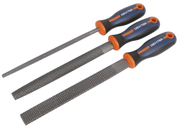 Lot de 3 râpes grosse piqûre DEXTER, 200 mm