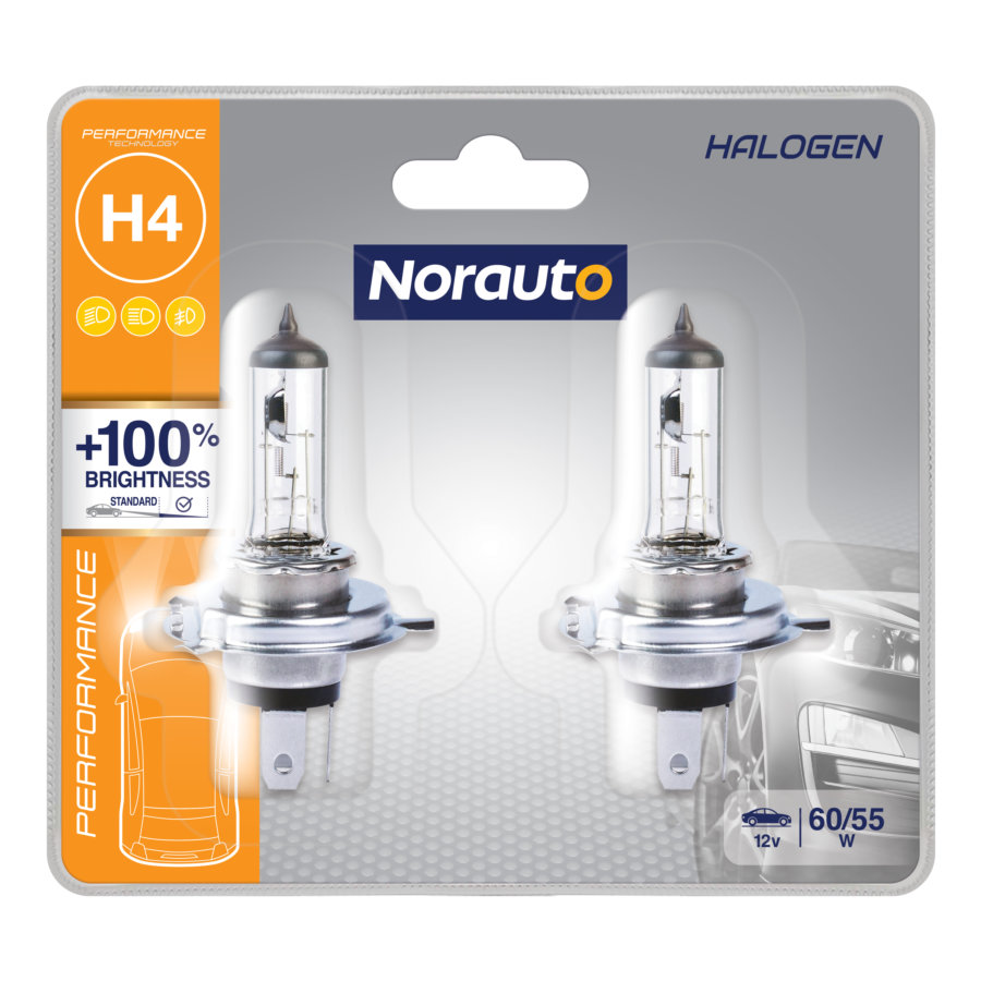 2 Ampoules H4 NORAUTO Performance +100%