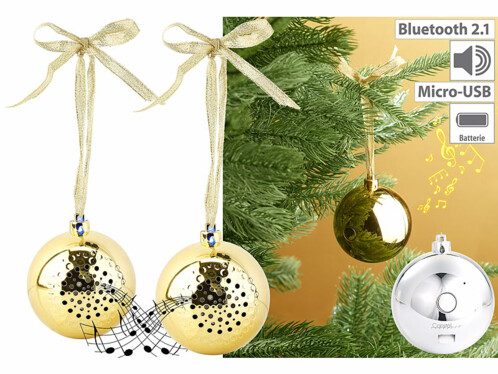 2 boules de Noël avec bluetooth et haut-parleur intégré – Or Callstel