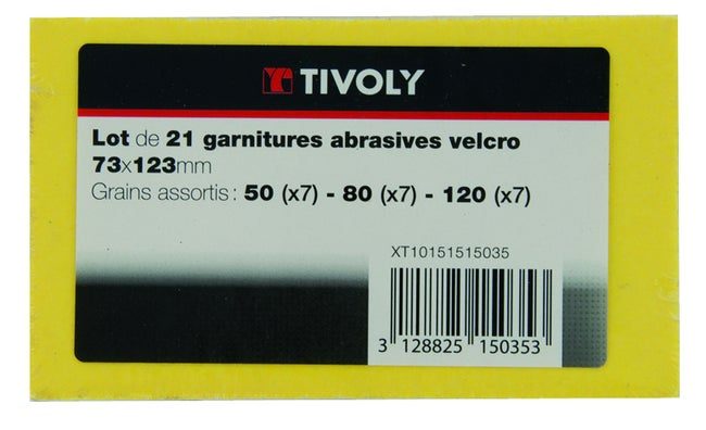 Cale à poncer TIVOLY Garniture abrasive, 70×125 mm grains 40 / 80 / 120