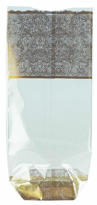 Sac cellophane fond carton Dentelle Or par 25