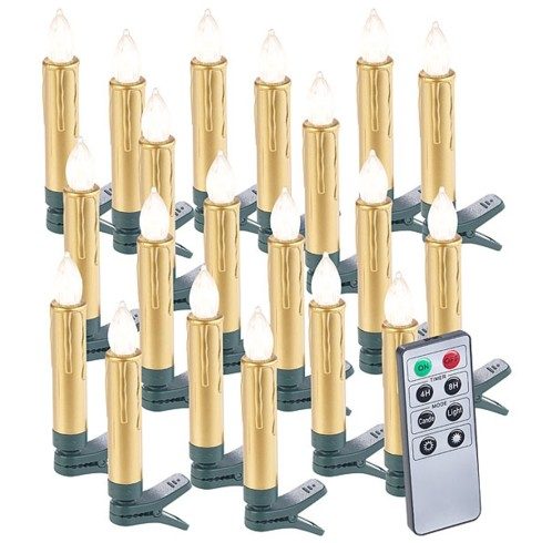 20 bougies LED pour sapin de Noël avec télécommande – coloris doré