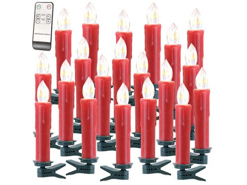 20 bougies LED sans fil avec télécommande XMS-35.r – Rouge