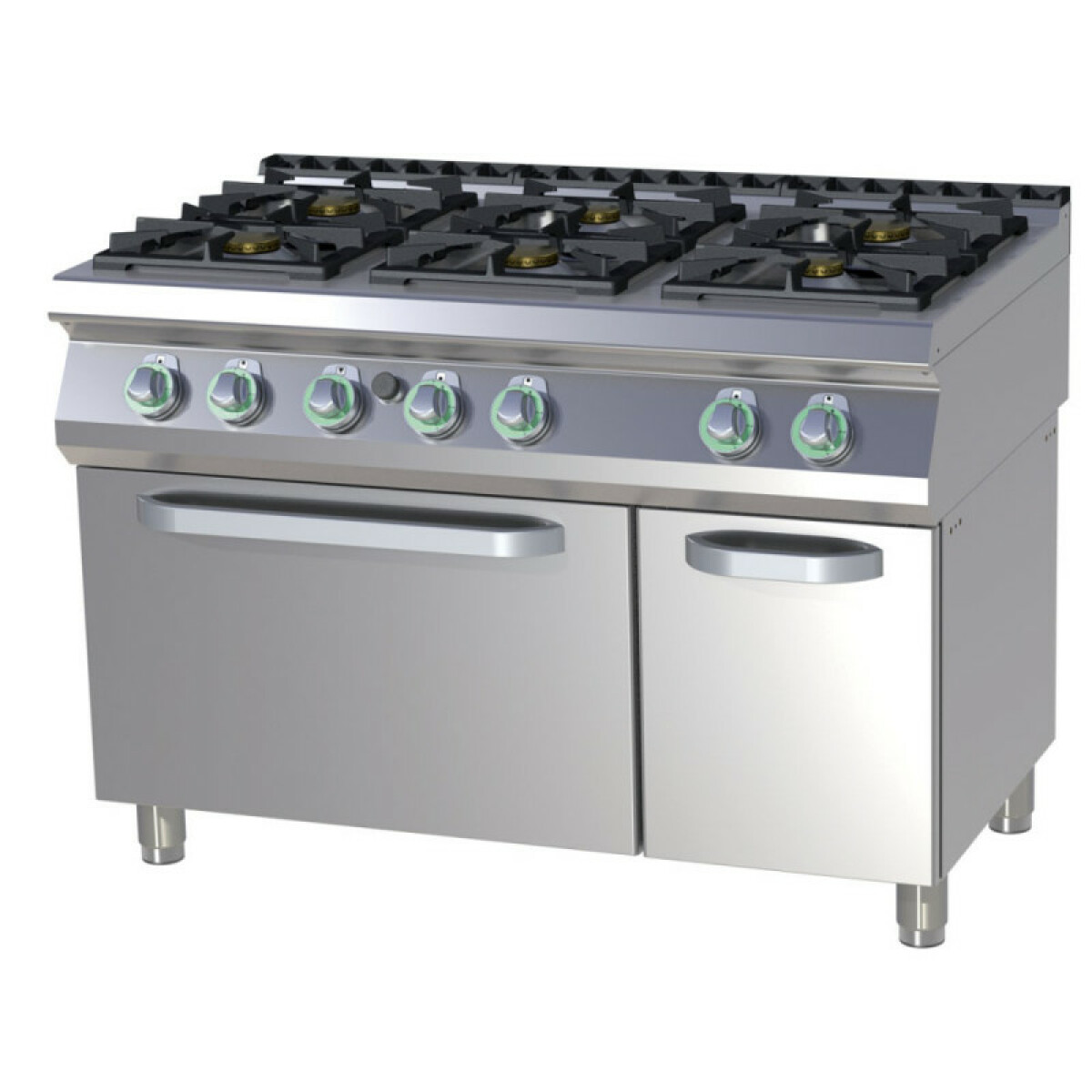 Fourneau 6 Feux Gaz sur Four Gaz GN 2/1 avec Placard – 45 kW