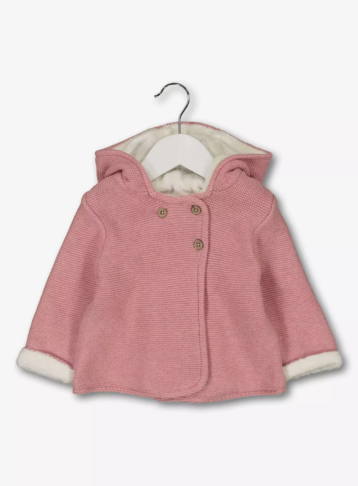 Dusky Pink Knitted Faux Fur Lined Cardigan – Up to 1 mth
