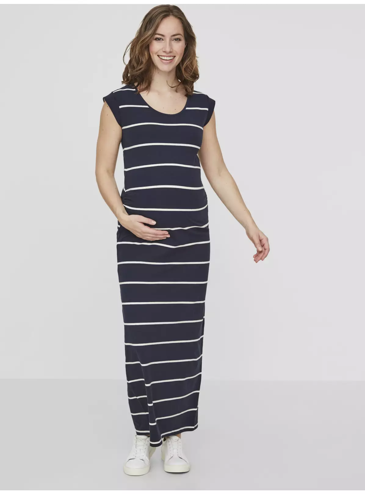 Maternity Navy Stripe Jersey Maxi Dress – S