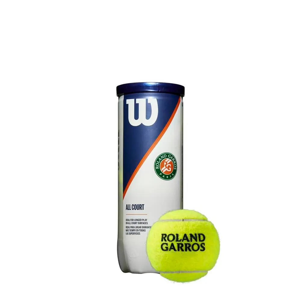 Tube de 3 balles de Tennis Wilson Roland Garros toutes surfaces