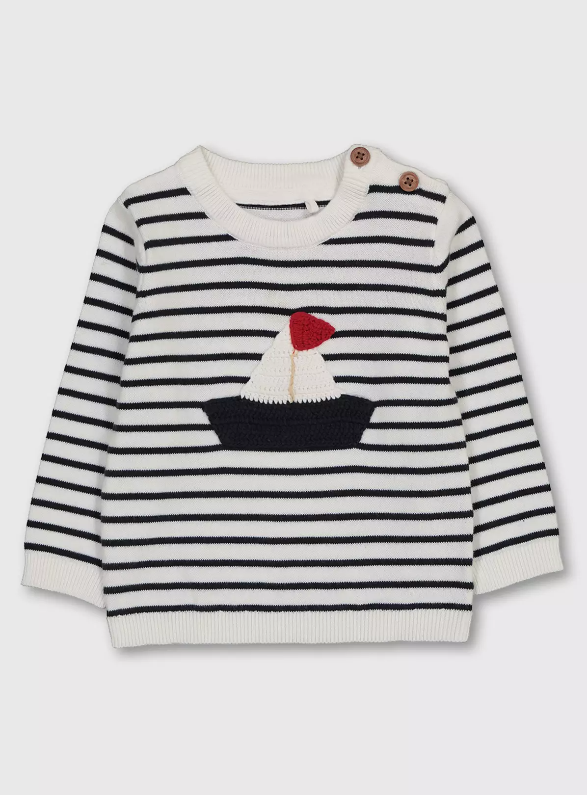 Navy Stripe Crochet Boat Jumper – Newborn