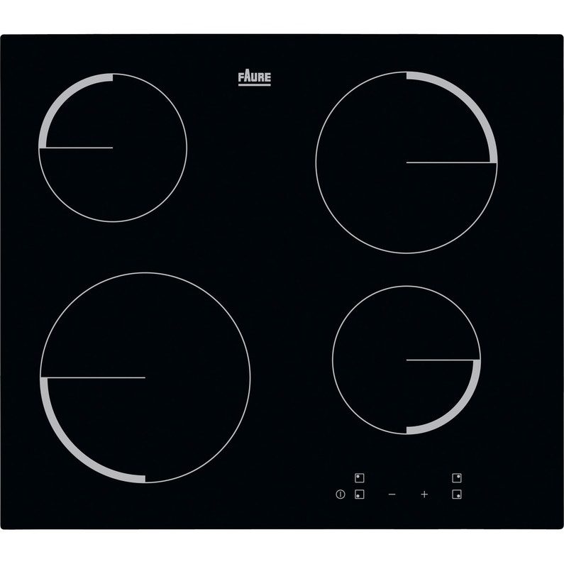 Plaque vitrocéramique 4 foyers, noir, FAURE F6104IVK