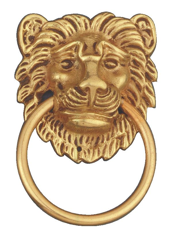 Garniture de style : Entrée pour tiroir tête de lion laiton poli verni