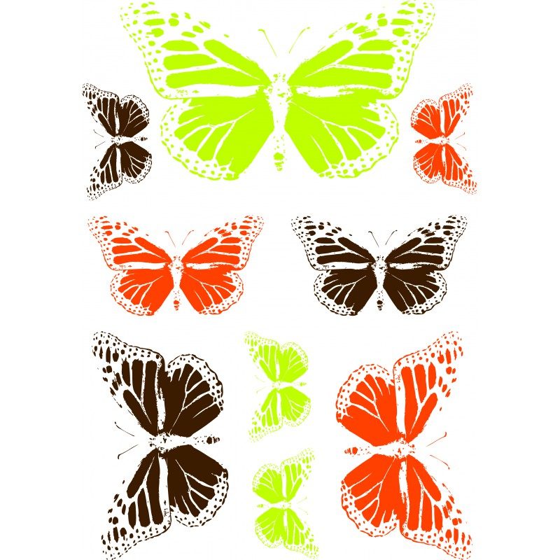 Stickers A4 Papillons Vert et Orange – Erica