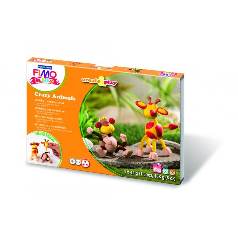 Kit Fimo Kids Animaux fous Singe et Girafe – Staedtler